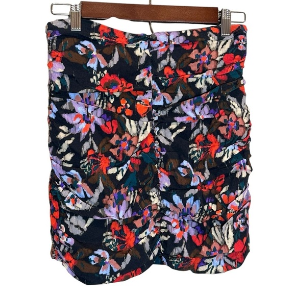 ZARA Floral And Black Print Mini Skirt Ruched Sides Women’s Size Small - Picture 7 of 10